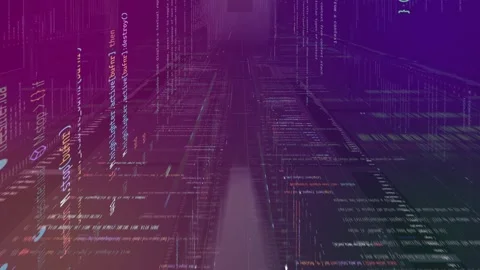 Punk gradient computer code matrix animation, box perspective cloud server Stock Footage 311912084