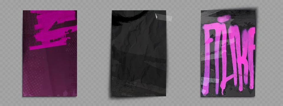 Punk grunge posters with halftone elements Stock Illustration
