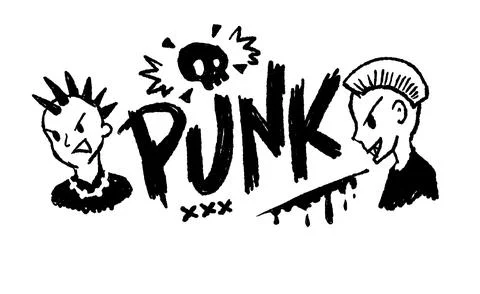 Punk illustration with mohawk 스톡 일러스트