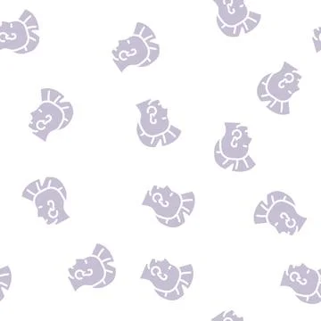 Punk with mohawk glyph vector seamless pattern 스톡 일러스트