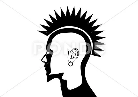 Punk mohawk hair Stock Illustration