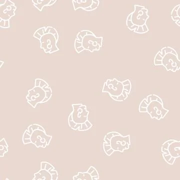 Punk with mohawk line vector seamless pattern 스톡 일러스트