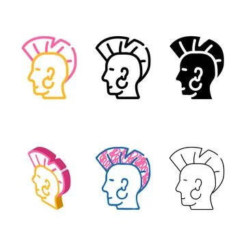 Punk with multipack mohawk color icon vector Stock-Illustration
