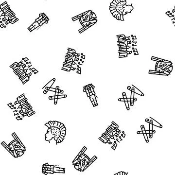Punk retro element hand art seamless pattern vector イラスト素材
