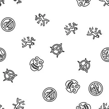 Punk retro element hand art seamless pattern vector Stock Illustration
