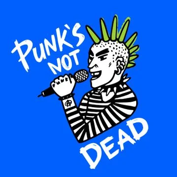 Punk rock set. Punks not dead words and design elements. vector illustration. Stock Illustration