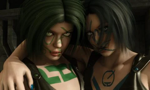Punk sisters Stock Illustration