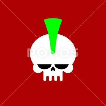 Punk skull with mohawk. head of skeleton. Vector illustration Stock Illustration