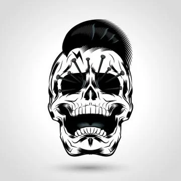 Punk skull with nails Stock Illustration