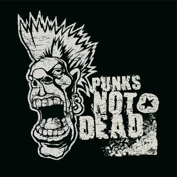 Punks Not Dead Screaming Mohawk T-Shirt Design Stock Illustration