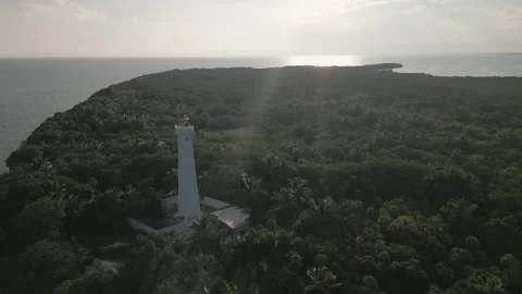 Punta allen lighthouse in Tulum Biosphere Reserve Sian Ka'an World Heritage Stock Footage 253906033