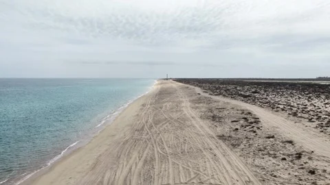 Punta Arena Beach Aerial View in La Ventana, Baja California Sur, Mexico Stock Footage 345374077
