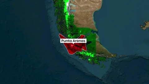 Punta Arenas highlighted region motion graphic video clip animation 動画素材 343594183