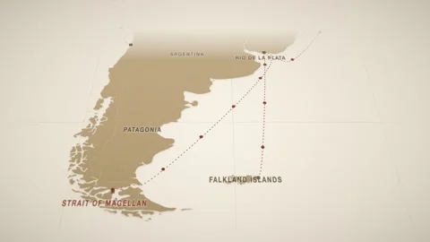 Punta arenas to montevideo container cargo shipping route map animation Stock Footage 345944939