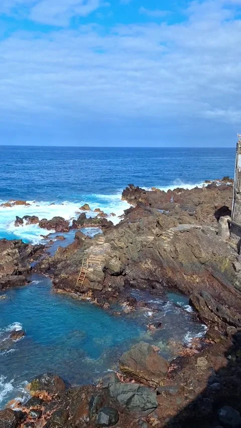 Punta Brava – a charming seaside spot in Puerto de la Cruz. Stock Footage 337374136