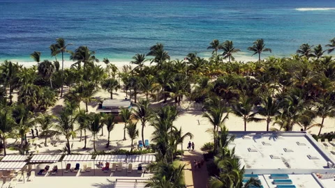 Punta Cana Fly toward beach-boubon 64 lut-16sec Stock Footage 210545130