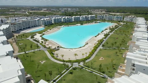 Punta cana luxury resort with large lagoon pool. Stock Footage 333480017