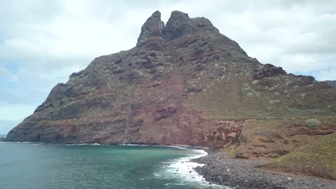 Punta de Hidalgo aerial drone scenic landscape Canary Islands tenerife Spain Stock Footage 218281880