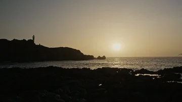 Punta-de-teno-teneriffa-sunset-cliffs-lighthouse-sea-seagulls Stock Footage 85476030