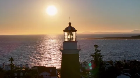 Punta Del Este Lighthouse. Sunrise Skyline. Beach Landscape. Downtown District. Stock Footage 336512108