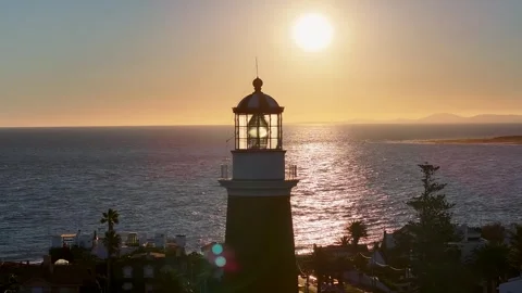 Punta Del Este Lighthouse. Sunset Skyline. Beach Landscape. Downtown District. Stock Footage 336511625