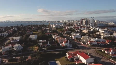 Punta del Este Peninsula and Lighthouse Stock Footage 158339225