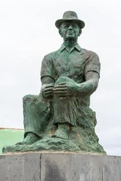 PUNTA DEL HIDALGO, CANARY ISLANDS - JULY 06, 2021: Monument to Sebastian Ramo Stock Photos