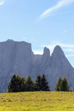 Punta Euringer mountain in the morning. Seiser Alm, South Tyrol, Italy (Verti Stock Photos