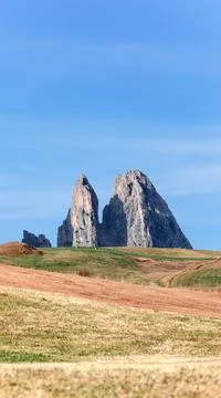 Punta Euringer mountain peak view. Landmark of Seiser Alm plateau. South Tyro Stock Photos
