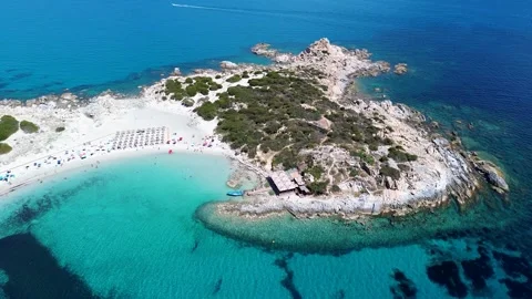 Punta Molentis beach, drone view Villasimius, Sardinia, Italy Video stock 278368250