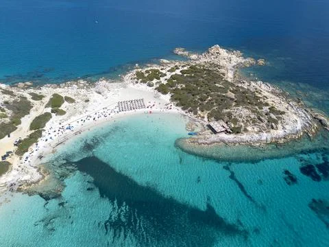 Punta Molentis beach, drone view Villasimius, Sardinia, Italy Foto stock