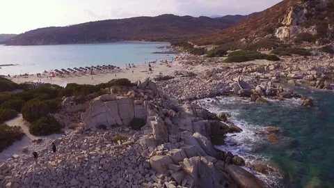 Punta Molentis beach in Sardinia.  Stock Footage 82615360