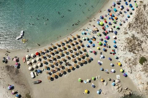 Punta Molentis Beach Top Down Aerial Stock Photos