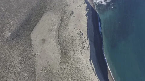 Punta Ninfas, Chubut Argentina Cliffs from above looking down aerial 2 Stock Footage 210166423