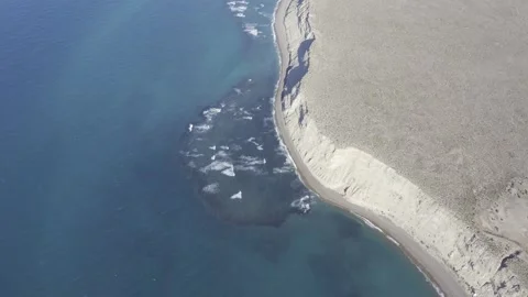 Punta Ninfas, Chubut Argentina, cliffs from above aerial 3 Stock Footage 210182508