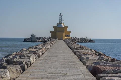 Punta Sabbioni's Lighthouse, Punta Sabbioni, Venice, Adria Stock Photos