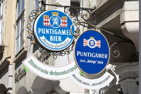 Puntigamer, steirisches Bier, Österreich *** Puntigamer, Styrian Beer, Aus.. Stock Photos