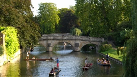 Punting in Cambridge Stock Footage 114642445