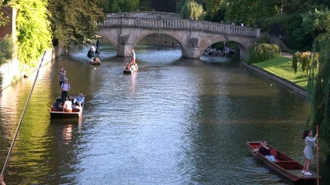 Punting in Cambridge Stock Footage 114642974
