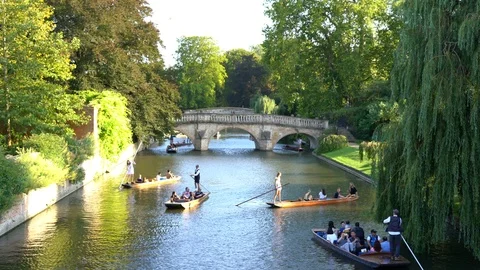 Punting in Cambridge Stock Footage 114681313
