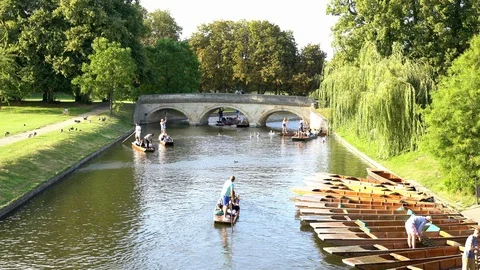 Punting in Cambridge Stock Footage 114685009