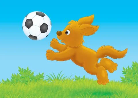 Pup playing a ball Stock Illustration