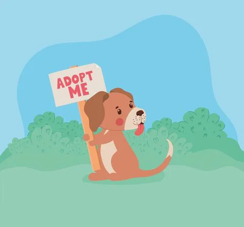 Pup with singboard Stock Illustration