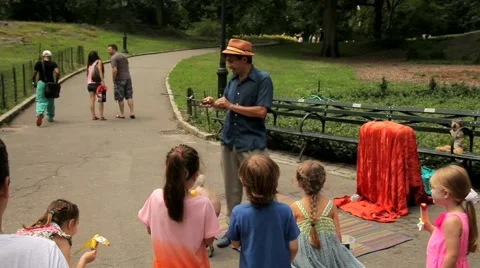 Pupeteer at central Park Stock Footage 48765318