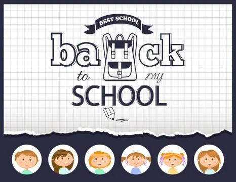 Pupil and Backpack, Back to School Sticker Vector Stock Illustration