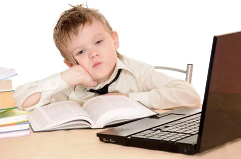 Pupil with book Stock Photos