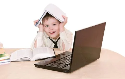 Pupil with book Stock Photos