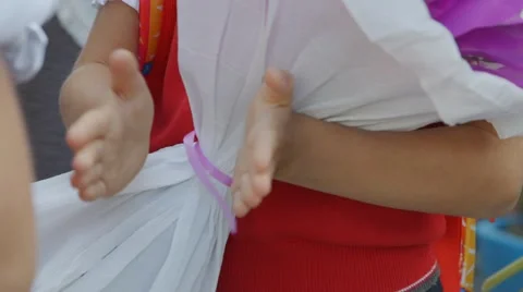 Pupil child applausing at the school celebration Stock Footage 45863654