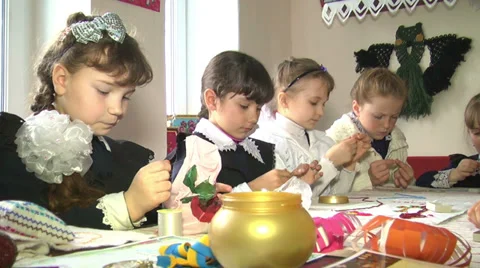 Pupil in the class work in the classroom Stock Footage 38749148