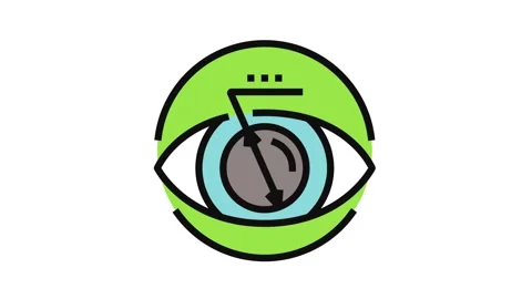 Pupil dilation optometry vision eye color icon animation Stock Footage 326116438